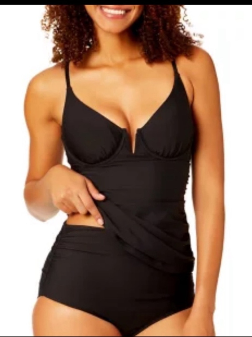 NWT Anne Cole V-Wire Ruched Tankini Top